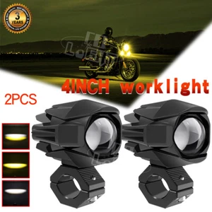 Par de cápsulas de luz de trabajo LED de 3" auxiliares todoterreno conducción antiniebla ámbar/blanco motocicleta - Imagen 1 de 16