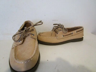 Sperry Boys Top Sider A/O 2-Eye Slip On Boat Shoe Tan Size 3 - Image 1 of 4