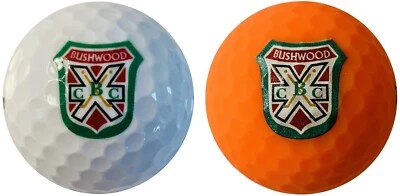 TWO Caddyshack Style Bushwood CC Logo Wilson Golf Balls (1 White and 1 Orange) - Image 1 of 3