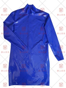 Latex gummi dress dark blue latex dress long sleeve back zip 0.4mm - Picture 1 of 4