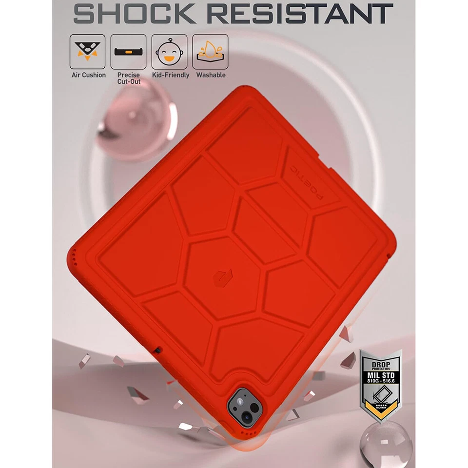 For iPad Pro 13 2024/2025 Case Poetic Kids Friendly Drop Silicone Cover Red - Image 1 of 4