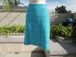 St. John Skirt, Aqua Blue Hues w/Trim at Hemline, Knit w/Zip, See Desc for Meas. - Picture 1 of 12