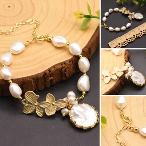 Bracciale perle d'acqua dolce barocco naturale coreano catena gioielli festa regalo - Foto 1 di 11
