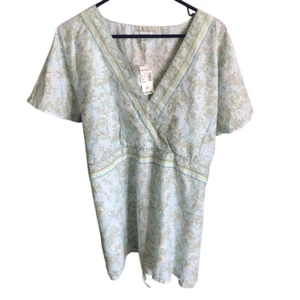 Dressbarn Damen Gr. 3X Bluse Oberteil Kurzarm Blau Perlen Neu mit Etikett Neu (Bh) - Bild 1 von 5