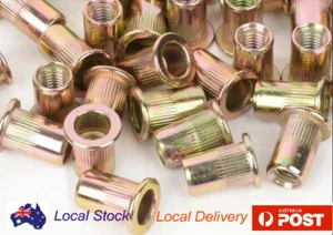 M4 M5 M6 M8 M10 Flange Zinc Steel Threaded Nutsert Insert Rivnut Nutserts Nut - Picture 1 of 7
