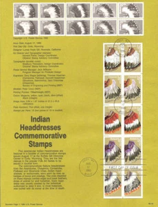 #9016 25c Indianer Kopfschmuck Briefmarken #2501-2505a USPS Souvenirseite - Bild 1 von 1