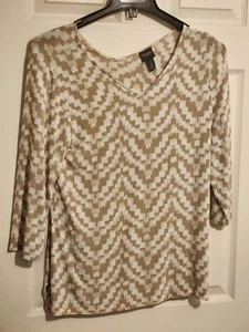 Chico Travelers Größe 1 (M 8-10) Hergestellt in den USA braun und weiß V-Ausschnitt Top - Bild 1 von 4