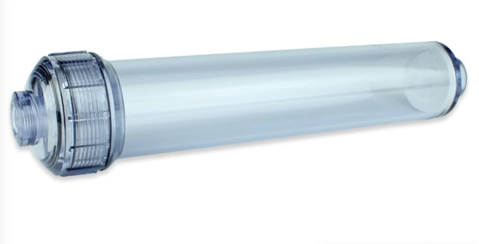 Clear Empty Inline Cartridge 2" x 10" - 1/4 " FPNT Refillable DI Carbon Calcite - Image 1 of 1