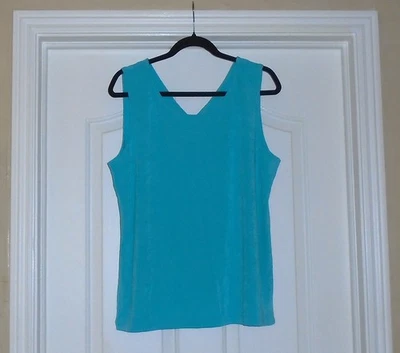 Chico's TRAVELERS TANQUE REVERSIBLE Talla 3 XL 16 18 Turquesa Cuello en V/Scoop NUEVO CON ETIQUETAS $50 Foto 1 de 4