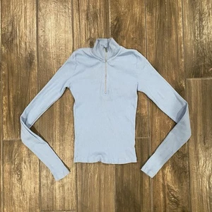 tna blue 1/4 zip ribbed blue 2XS Top (178) - Picture 1 of 6