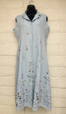 Vtg. Jane Ashley Linen Blend Floral Button Up Maxi Dress- Sz Large-Cottagecore - Image 1 of 4
