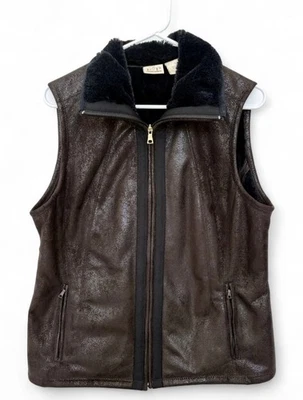 Chaleco para mujer EP Pro marrón metálico brillante negro forrado de piel grande gamuza Foto 1 de 4