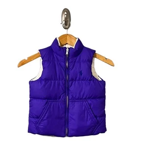 Polo Ralph Lauren Vest Size 6 Reversible Puffer Purple White - Picture 1 of 13