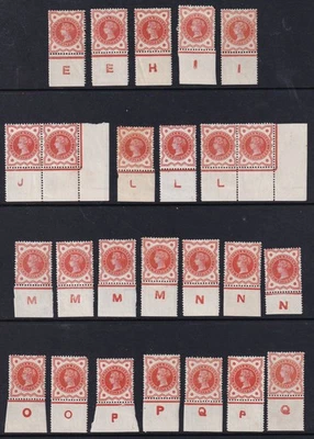 1897 JUBILEE SG197 1/2d VERMILION CONTROL COLLECTION MINT INC PAIRS VARIETIES - Image 1 of 3