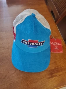 New Chevrolet Hat American Needle Corduroy Blue & Red Snapback Cars NWT Retro - Picture 1 of 7