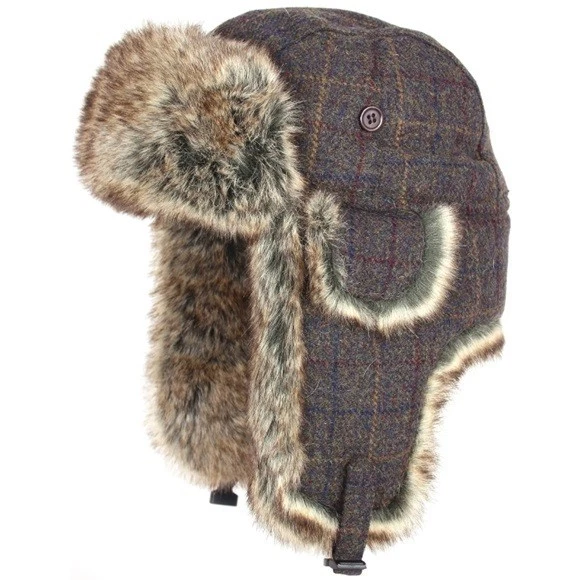 Jack Pyke Brown Tweed Winter Trapper Hat Faux Fur Unisex Wool Blend - Image 1 of 1