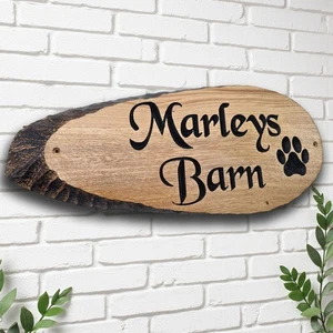 Custom Oak Plaque,Personalised Carved Wooden House Sign with Live Edges,Rustic - Picture 1 of 19