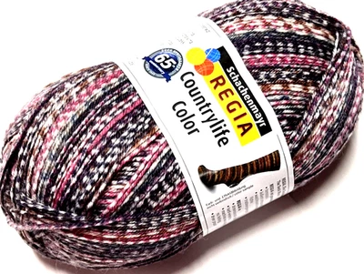 Black+Red+White 100g Skein 459yd REGIA COUNTRYLIFE COLOR sw Wool+N SOCK Fgr Yarn - Image 1 of 4