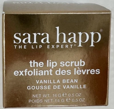 SARA HAPPY The LIP EXFOLIANTE - Tarro de vainilla tamaño completo 0,5 oz NUEVO en caja $26 Foto 1 de 4