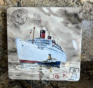 VTG 1950s Style Tin Metal Canister Ocean Liner Cruise Ship Lid Storage Container - Picture 1 of 14