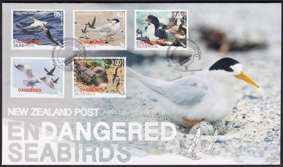 NEW ZEALAND 2014 Endangered Seabirds, Set 5 on FDC - Image 1 of 1