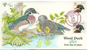 #2484-85 "DUCKS" ON FDC HAND PAINTED CACHET by PUGH . Wood Duck GORGEOUS - Picture 1 of 1