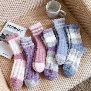 6Pairs Women Ladies Soft Fluffy Bed Socks Winter Warm Lounge Slipper Fleece Sock - Picture 1 of 18