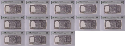13 x Consec India, Reserve Bank, Pick#40B, 1962, PC Bhattacharya, 10 Rupees, PMG - Image 1 of 2