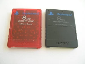 2 X OFFIZIELLE SONY PLAYSTATION PS2 8MB SPEICHERKARTEN ROT & SCHWARZ GEBRAUCHT SCPH-10020 - Bild 1 von 2