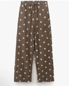 NWT! Zara $60 Women’s Green Dark Khaki Straight Leg Embroidered Pants XS X-Small - Picture 1 of 8
