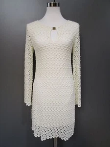 Ana Alcazar Kleid Wollweiß Creme Gerundeter V-Ausschnitt Lochmuster Gr 36 I6-19 - Bild 1 von 3