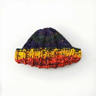 One Size Wool Blend Multi-colors Very Warm & Soft Hand Knit 100%Handmade Beanie - Image 1 of 4
