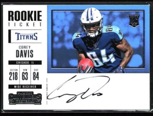 Tarjeta autógrafa de boleto de novato Corey Davis 2017 Panini Contenders #368 - Imagen 1 de 2