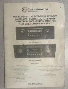 Custom Autosound Owner's Manual '64-'66 Mustang '68-'76 Corvette '67-'68 Camaro - Picture 1 of 7