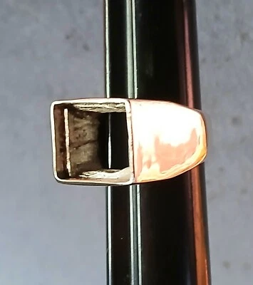 Anillo abierto de plata de ley 925 bisel cuadrado en blanco sello para ojo de tigre de ónix 8,75 Foto 1 de 4