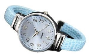 Blaue Manschettenuhr rund leicht ablesbar silber Zifferblatt - Bild 1 von 1
