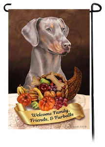 Thanksgiving Garden Flag - Uncropped Fawn Doberman Pinscher 052H - Picture 1 of 1