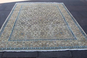 Vintage Hand Made Traditional Oriental Wool Faded Beige Brown Carpet 308x205cm - Picture 1 of 19