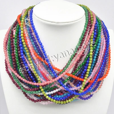 Großhandel 4mm Natürlich Mehrfarbig Edelsteine Facettiert Rund Perlen Halsketten - Bild 1 von 4
