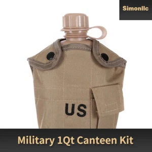 Military 3Pcs 1Qt Canteen Kit w/ USGI OD Cover & Army Type Aluminum Cup Dust - Picture 1 of 7