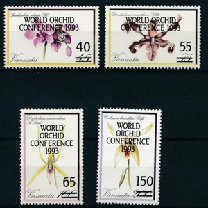 151.VANUATU 1993 SET/5 STAMP FLOWERS OVERPRINT ORCHID CONFERENCE SURCHARGED - Picture 1 of 1