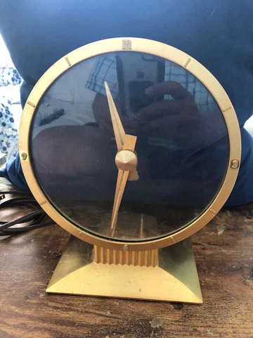 Vintage JEFFERSON Golden Hour Electric Mystery Clock Art Deco 580-101 TESTED Cover