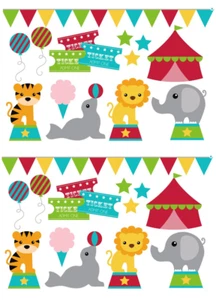 Tiendas de animales de circo Greatest Showman Pastel Cupcake Toppers Papel de oblea comestible - Imagen 1 de 3