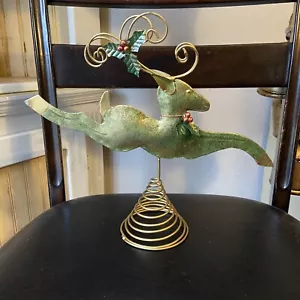 Metall Umrandung Rentier Weihnachtsbaum Topper Dekoration 12" Urlaub Dekor Gold - Bild 1 von 10