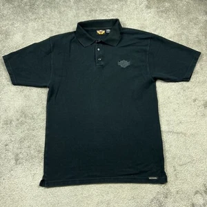 Camisa polo para hombre Harley Davidson negra mediana manga corta algodón logotipo en el pecho - Imagen 1 de 11