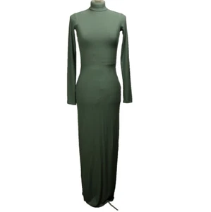 Maxi Vestido Skims Mezcla Modal Cuello Simulado Manga Larga Bodycon Calce Gris M - Imagen 1 de 24