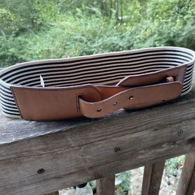 Fossil Striped Elastic Belt Size S/M $44 Retail Leather - Image 1 of 4