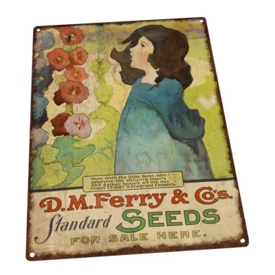 HOMEBODY ACCENTS Flower Seeds Vintage Advertisement Metal Sign; Decor for Porch, Patio or Deck