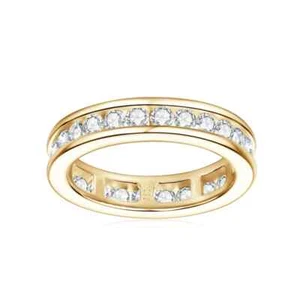 Anillo de eternidad de diamantes creado en laboratorio excelente de oro amarillo de 18 quilates VVS1 D 1 quilate pase de prueba - Imagen 1 de 3
