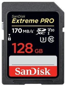 Carte mémoire SDXC SanDisk 128 Go Extreme PRO 170 Mo/s classe 10 UHS-1 U3 4K 128 G - Photo 1 sur 4